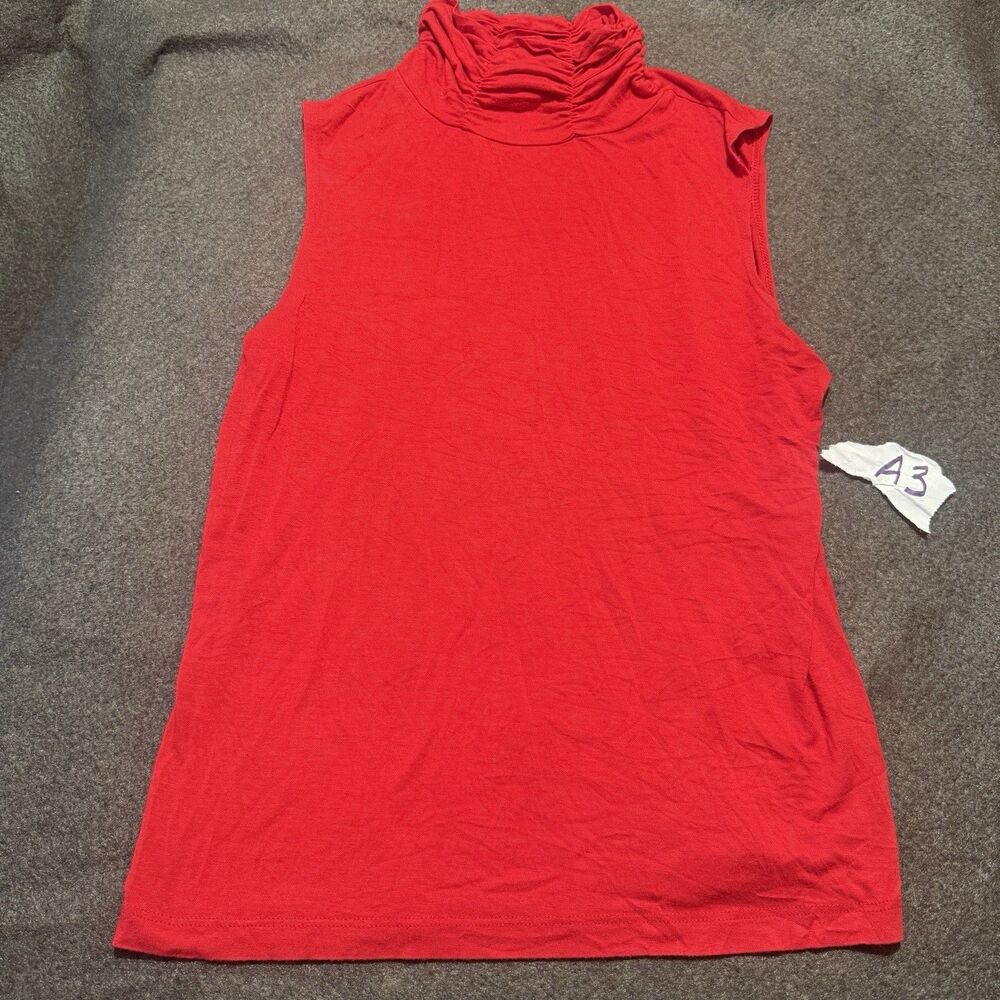 Jillian Nicole Womens Blouse M Medium Red Sleeveless Turtle Neck Top Shirt